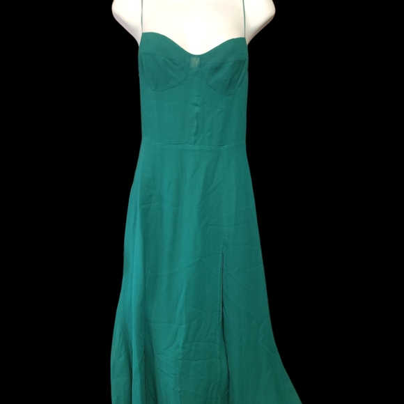 Reformation Dresses & Skirts - Women Reformation Emerald Julliette Spaghetti Strap Sweet Heart Slit Dress 4